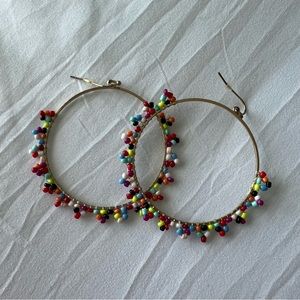 Multicolor Beaded Hoops